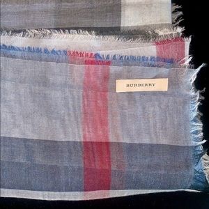 Burberry blue check lightweight scarf